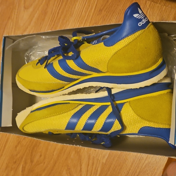 VINTAGE Adidas Originals SL 72 RS Utility Yellow Royal Blue Suede Sneakers - Picture 2 of 5